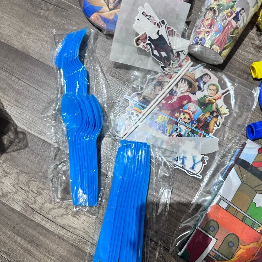 Anime Party Supplies Set with Plates, Cups, and Balloons